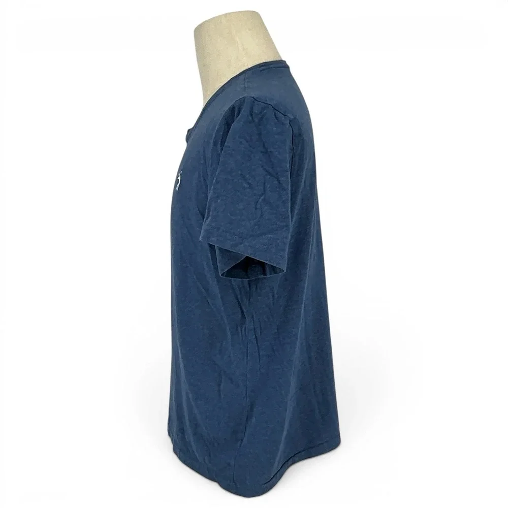 Polo Ralph Lauren Mens V-Neck‎ T-Shirt Blue Heather Cotton Pony Logo Large
